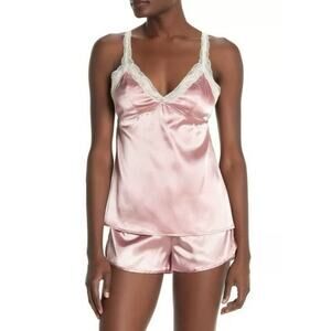 Cozy Rozy Satin Cami & Shorts 2-Pc Pajama Set‎ in Pink Top Small/Bottoms Medium